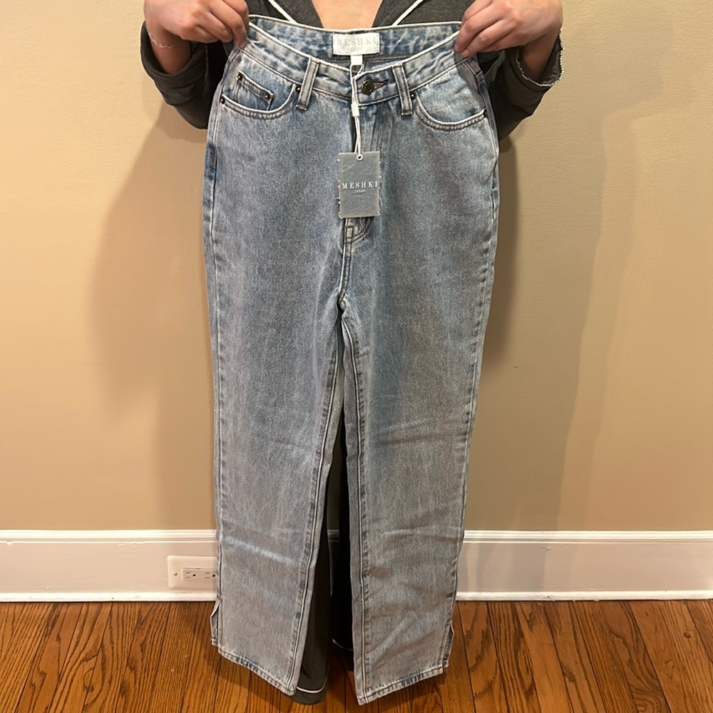 Pia Split Side Wide Leg Jeans Size 8 Color Light Blue